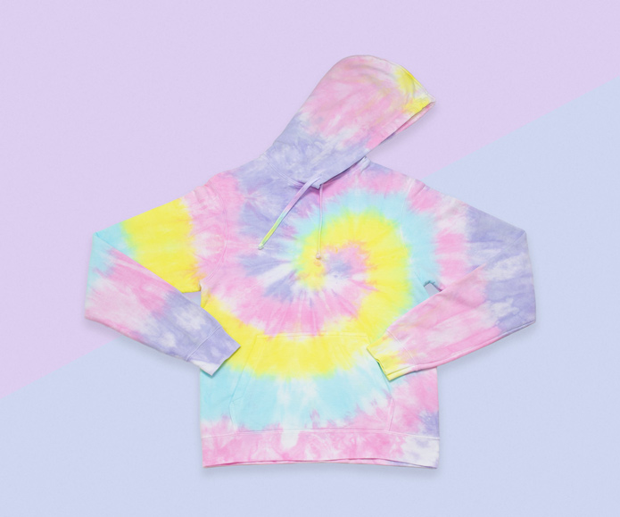 Unisex hoodie in pastel unicorn twist tie dye