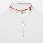 Believe Red Choker and Necklace Set