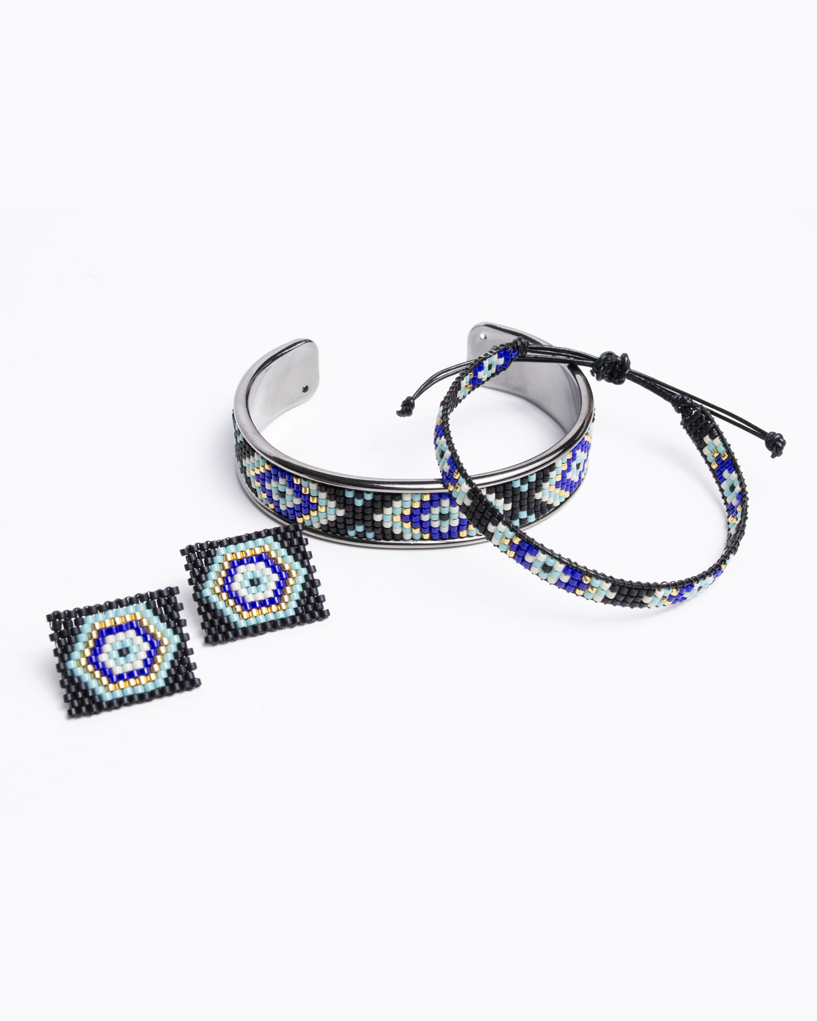 Geo Eye Bracelet and earrings set