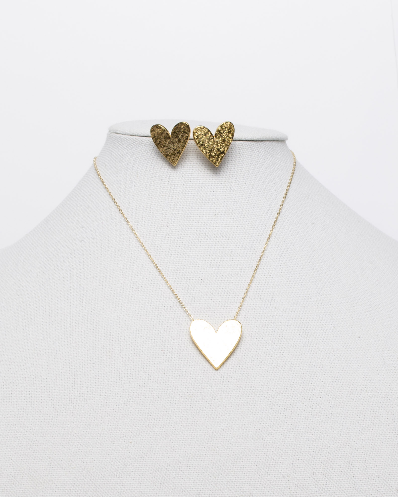 Golden Heart Necklace and Earring Set