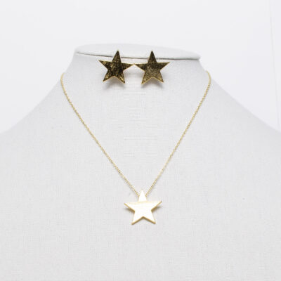 Golden Star Necklace and Earring Set
