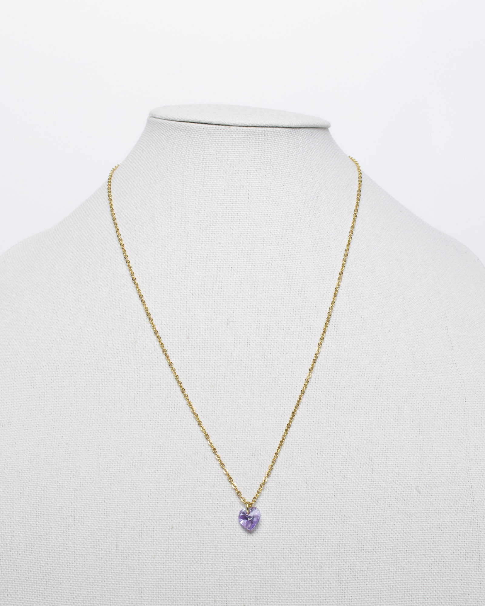 Violet Crystal Heart Necklace